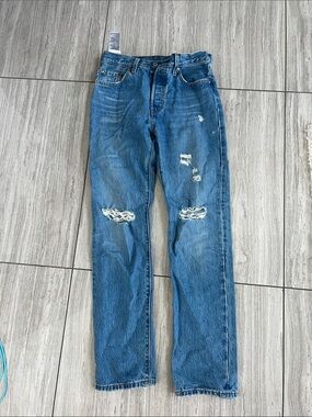 Levi's Distressed Blue Straight Jeans 501